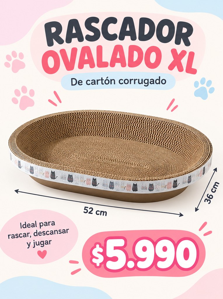 Rascador ovalado XL de cartón corrugado