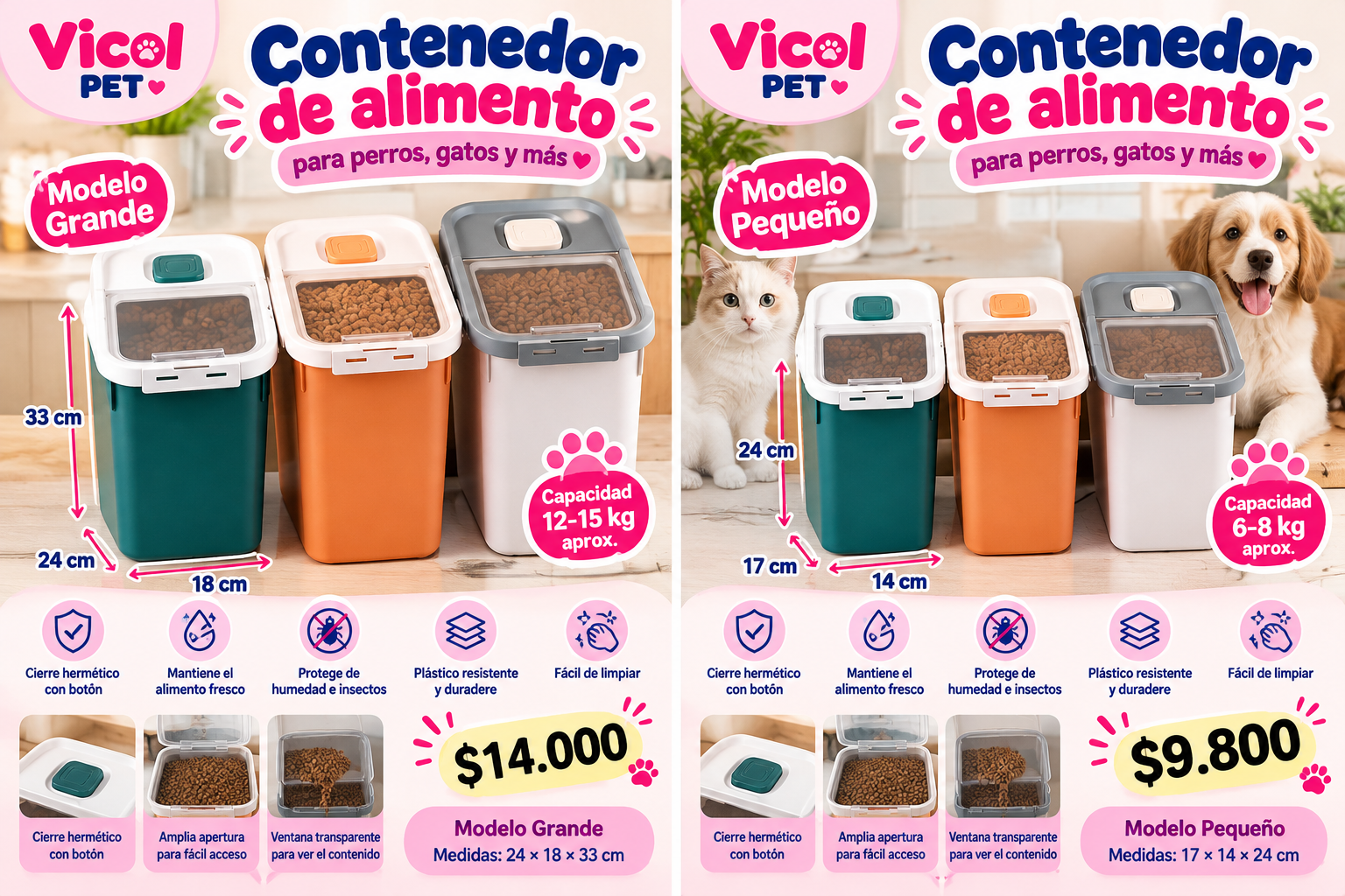Contenedor de alimento para perros y gatos