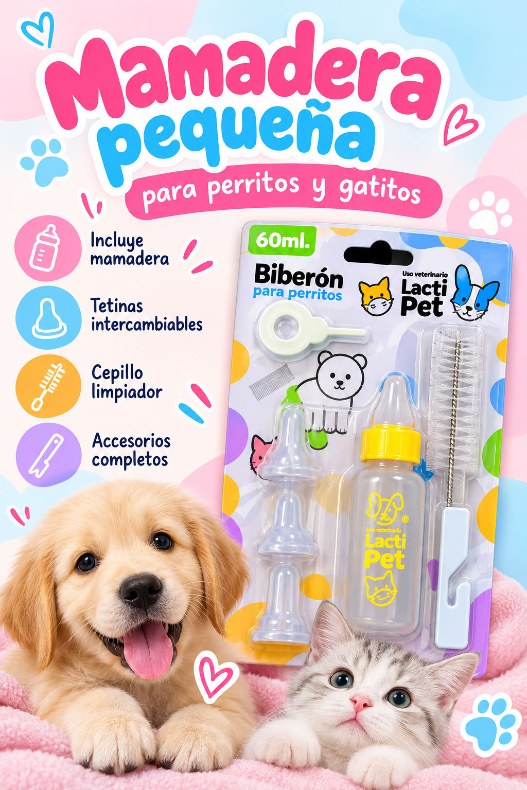 Mamadera Lacti Pet 60 ml – biberón para perritos y gatitos