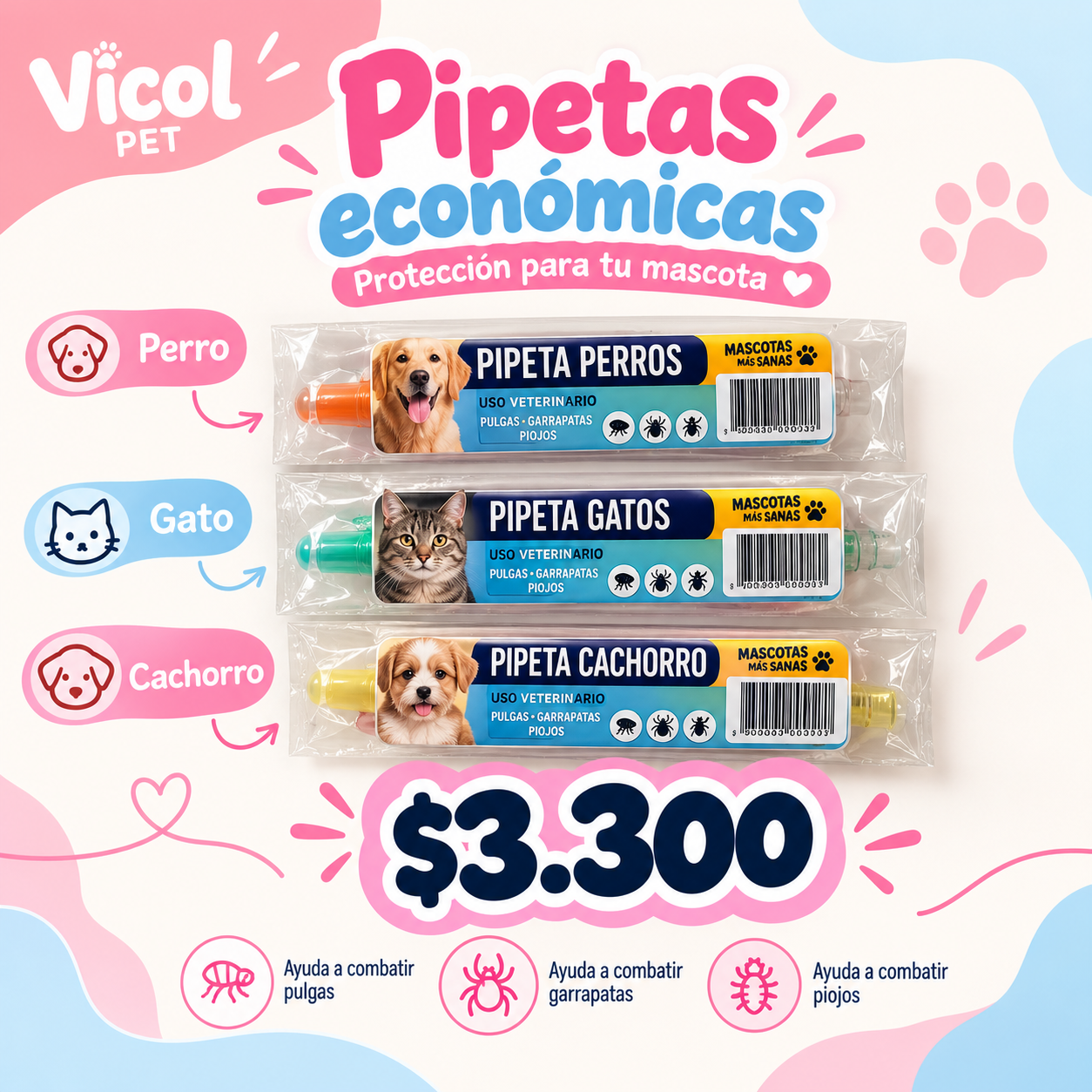 Pipeta económica antiparasitaria