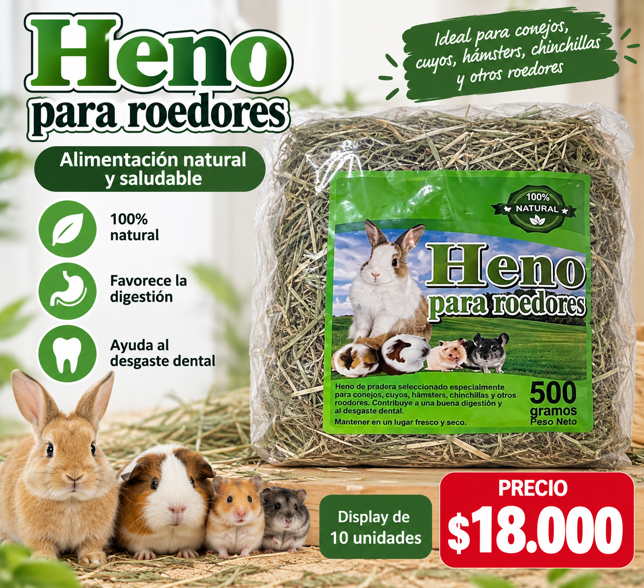 Heno para roedores display 10 unidades