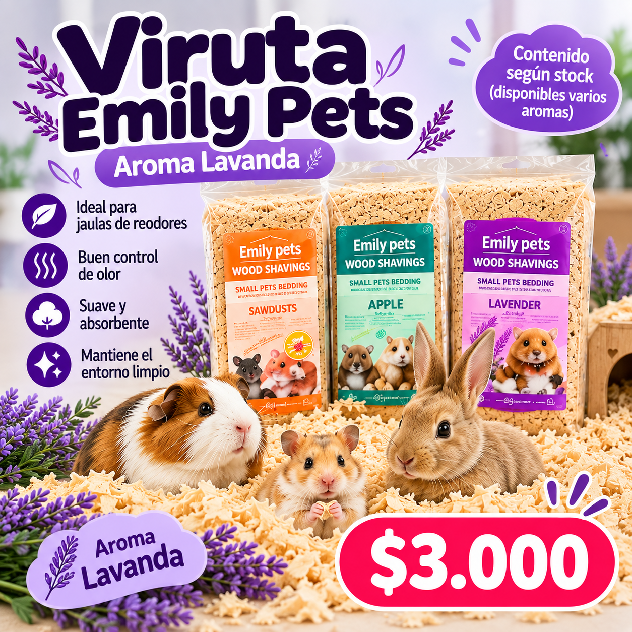 Viruta Emily Pets Lavanda