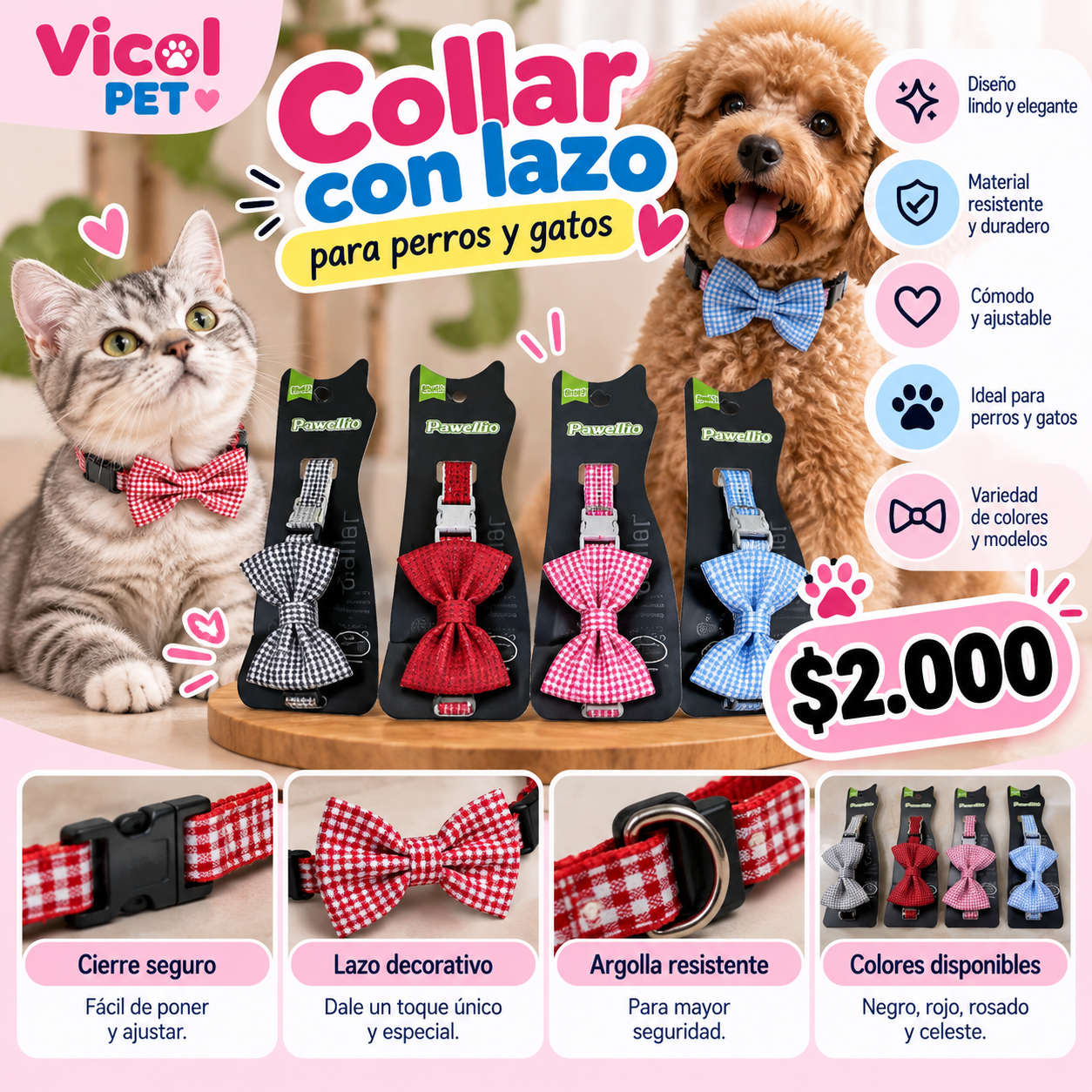 Collar con lazo Pawellio para perros y gatos