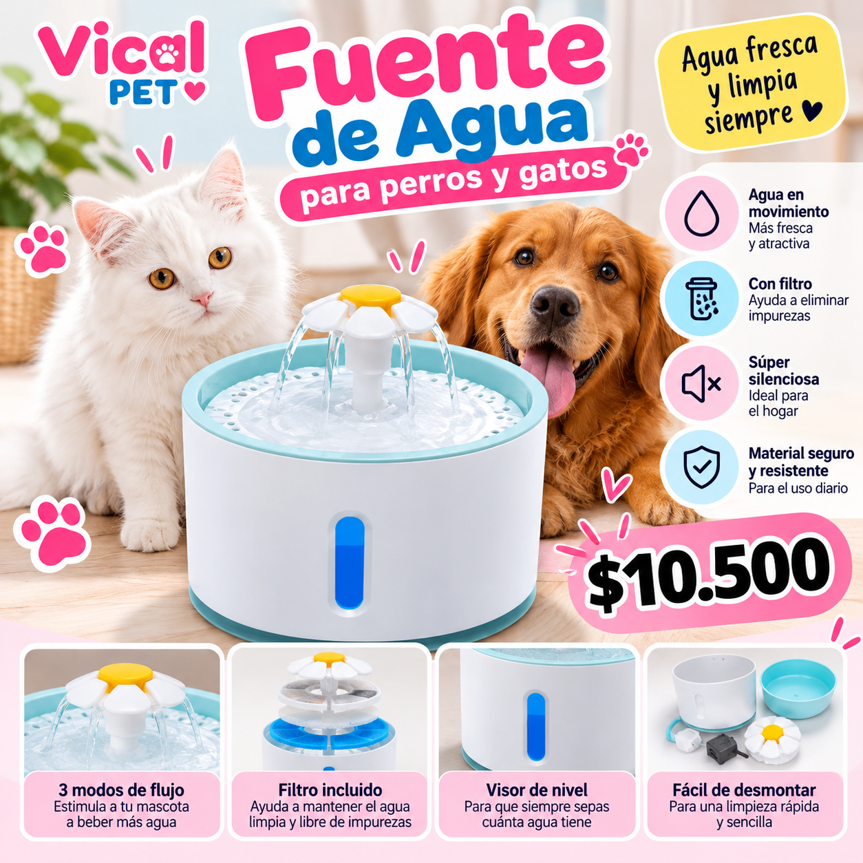 Fuente de agua para perros y gatos