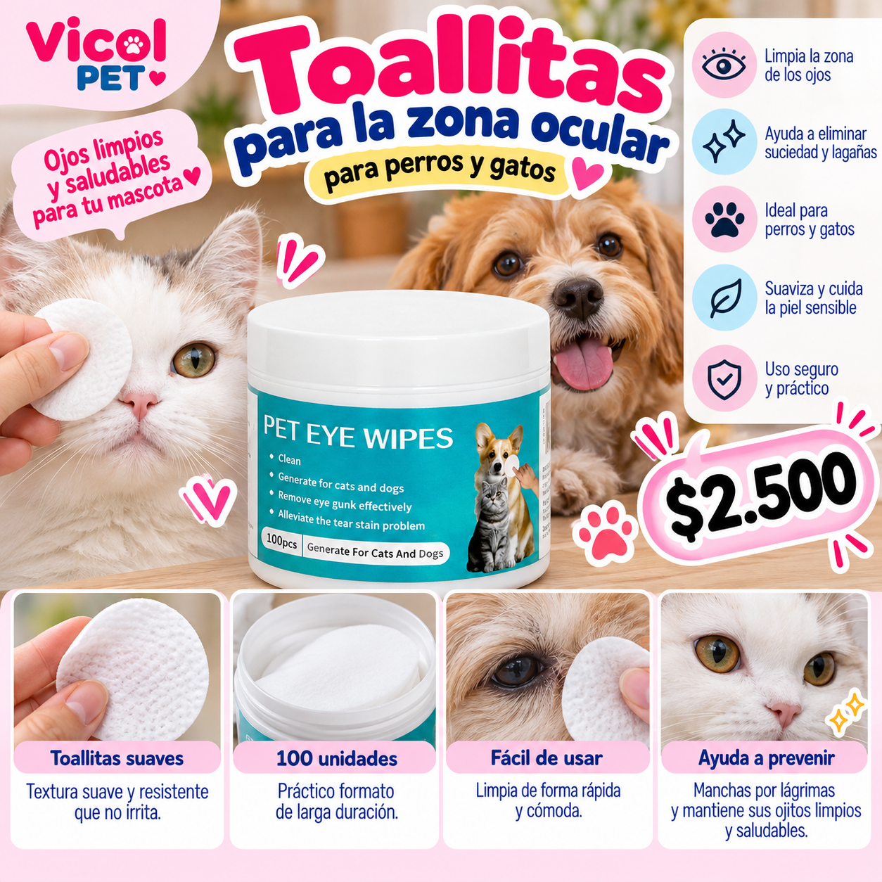 Toallitas para la zona ocular (100 unidades)