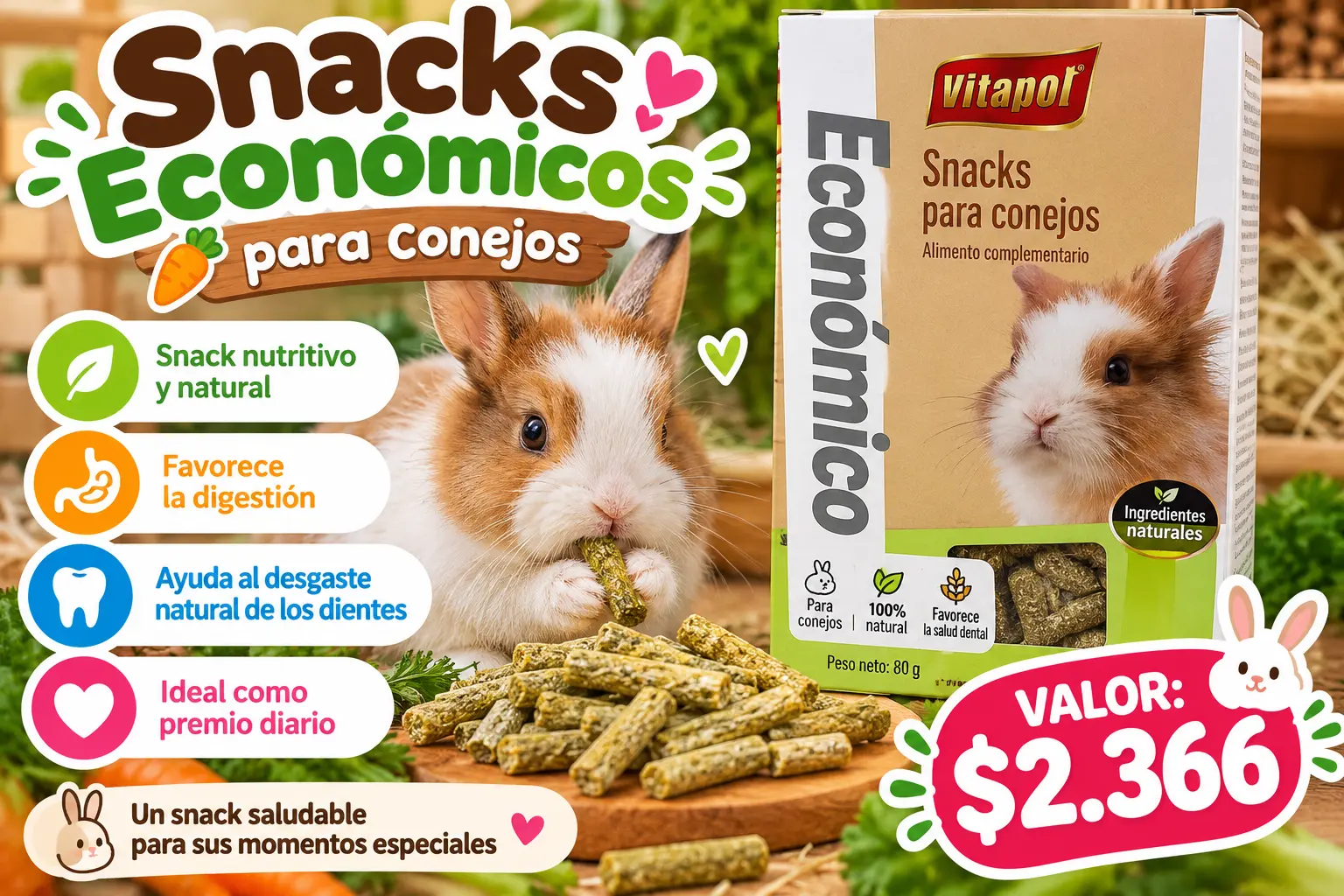 Vitapol Economic snacks para conejos 80 g