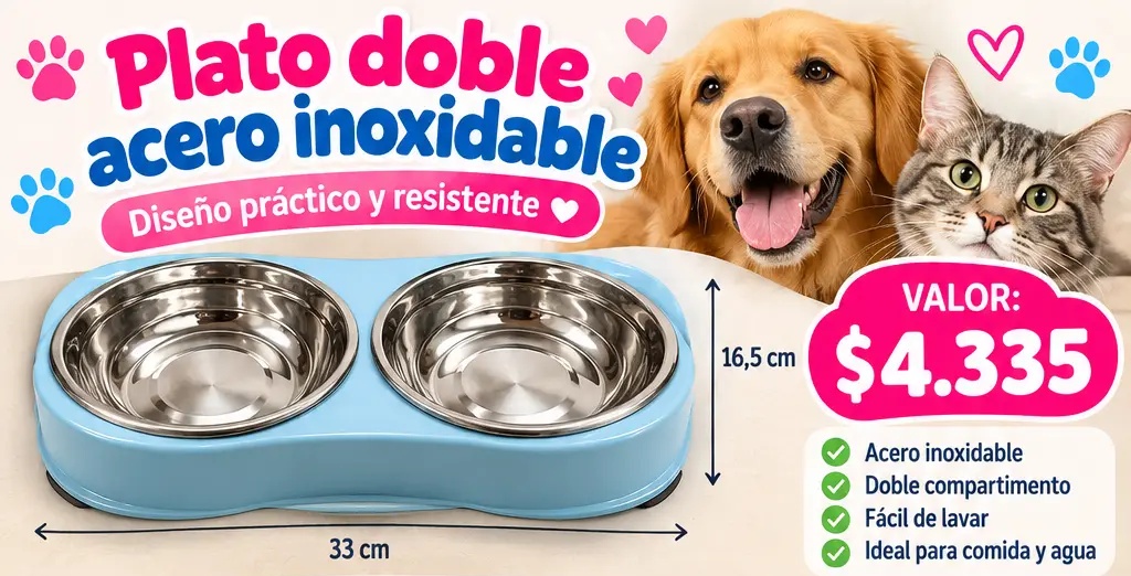 Plato doble de acero inoxidable