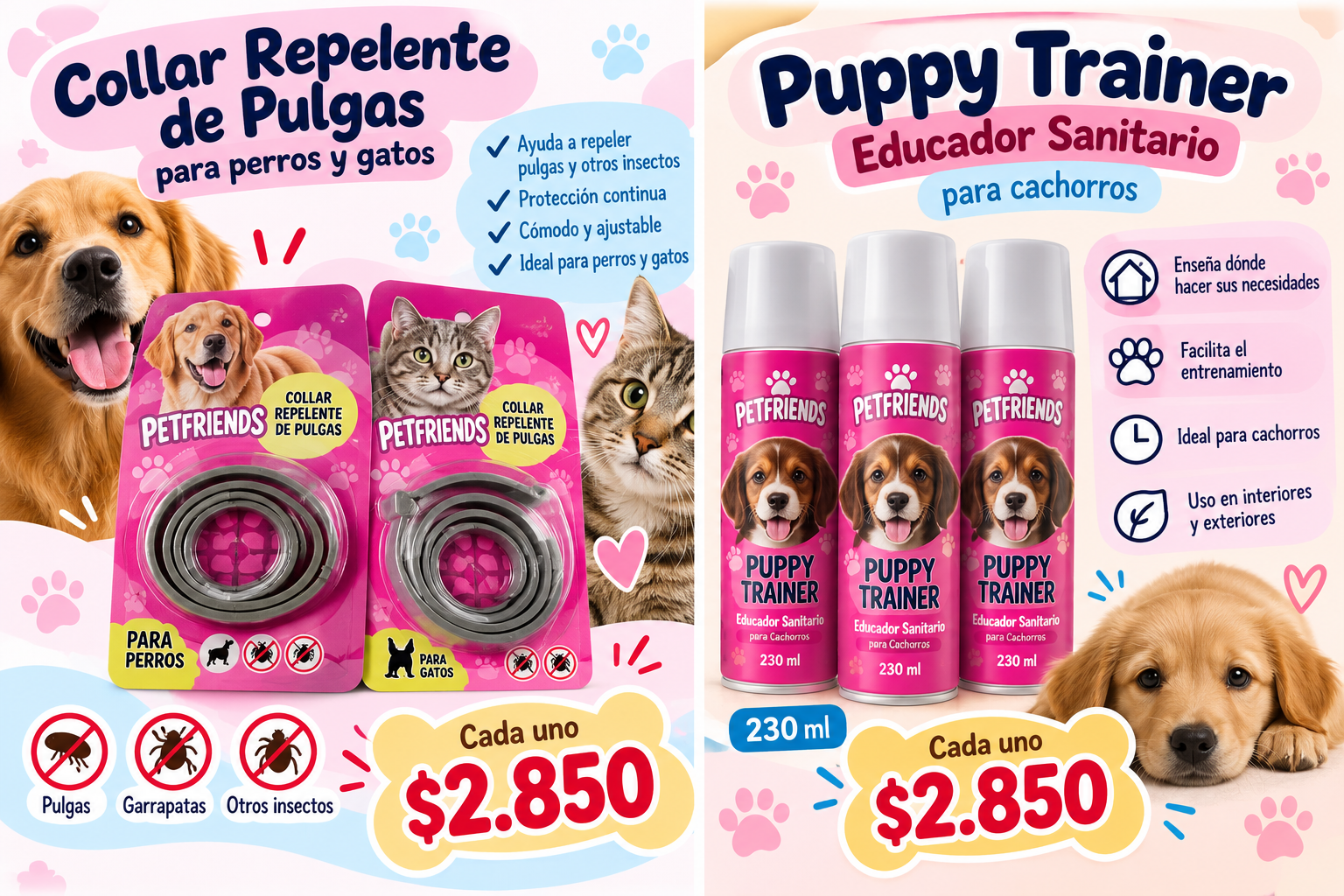 PETFRIENDS collar repelente de pulgas para perros y gatos
