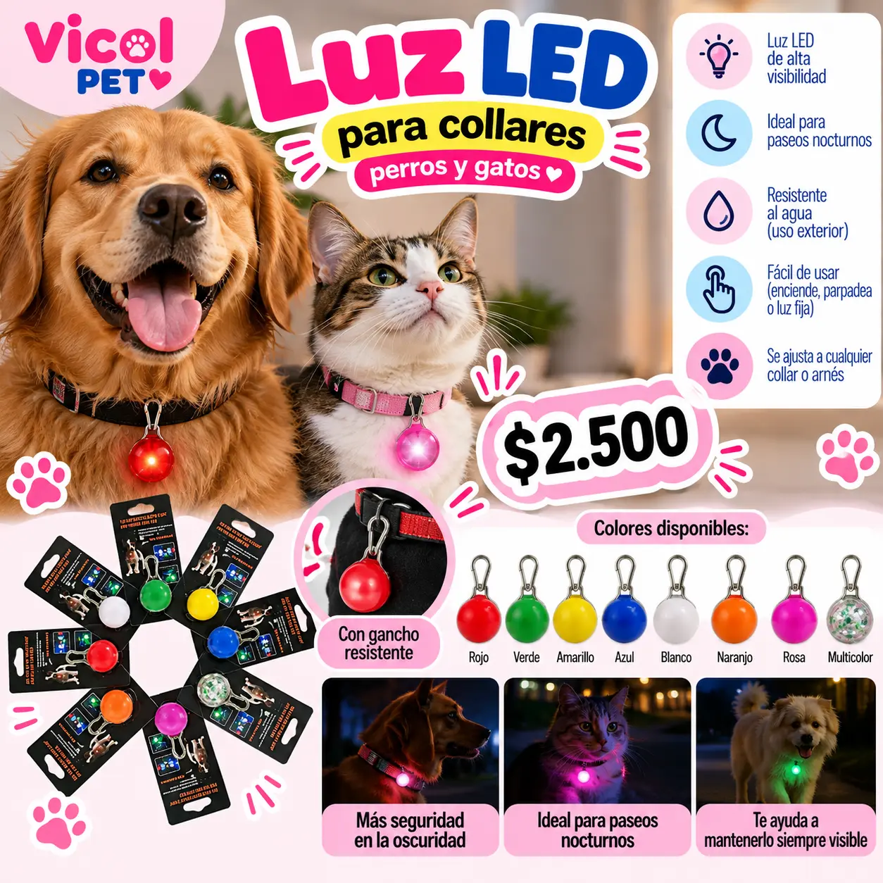 Luz LED para collares