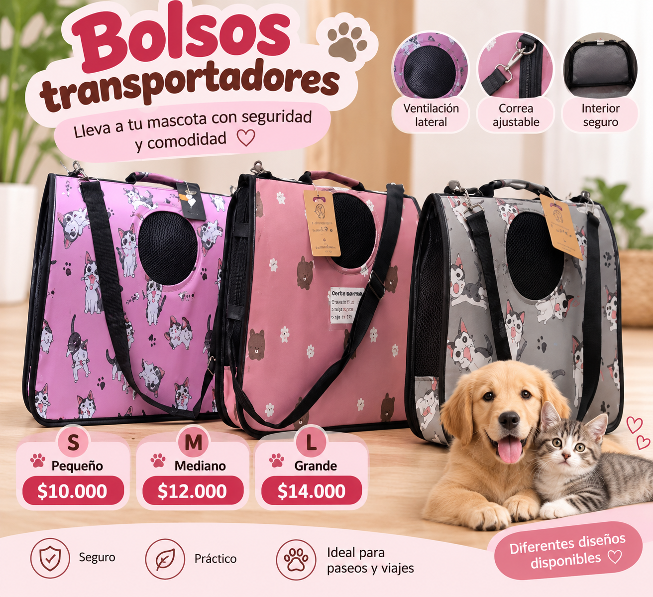Bolso transportador para perros y gatos