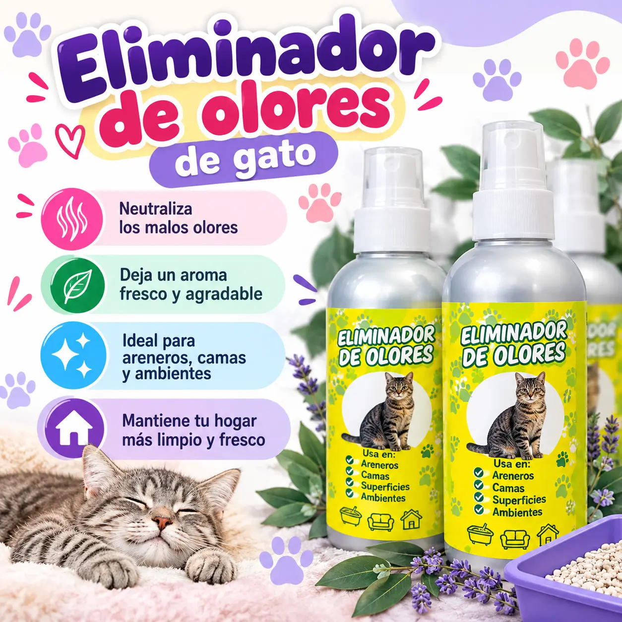 Eliminador de olores de gato