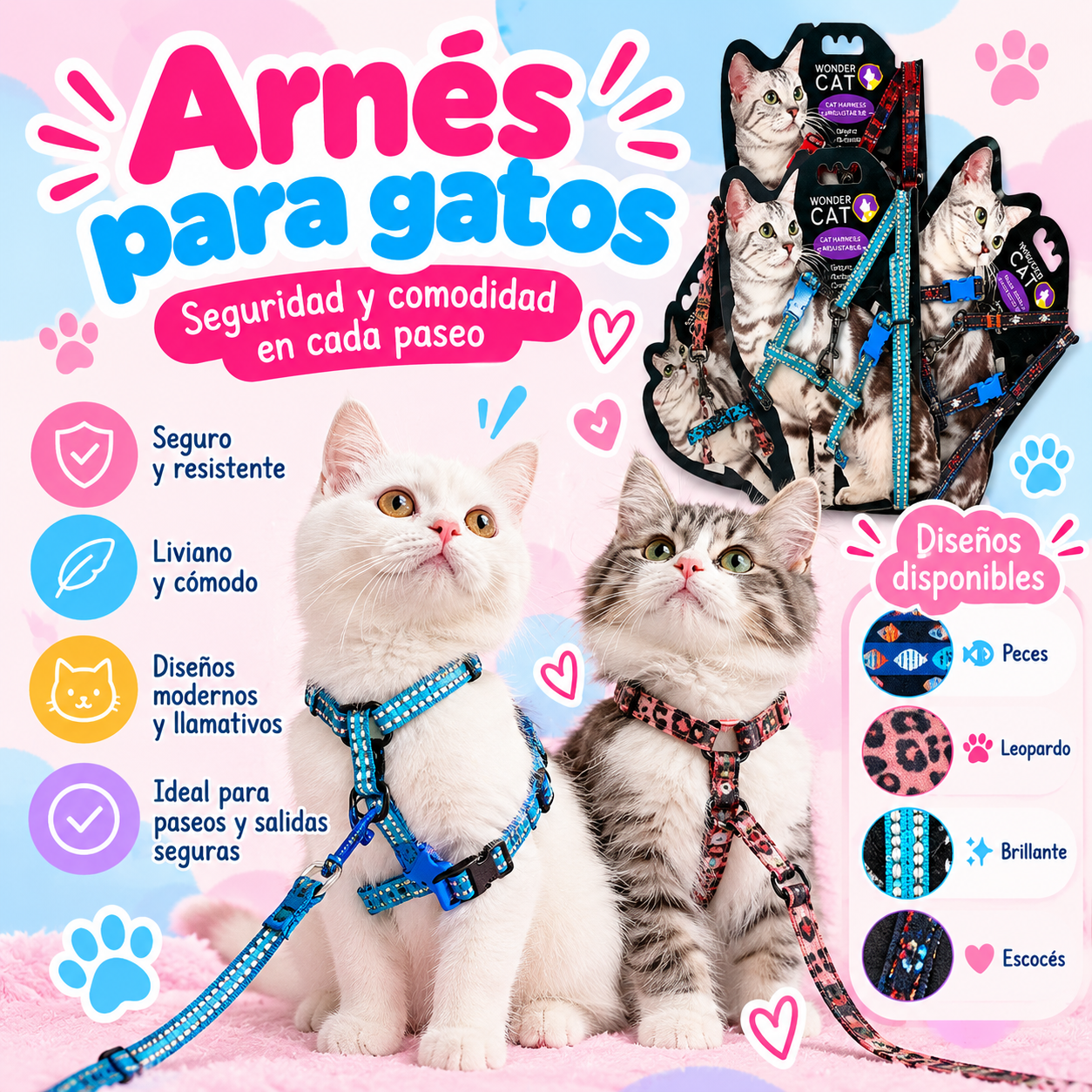 Arnés de gato 20/30 + 25/40 cm