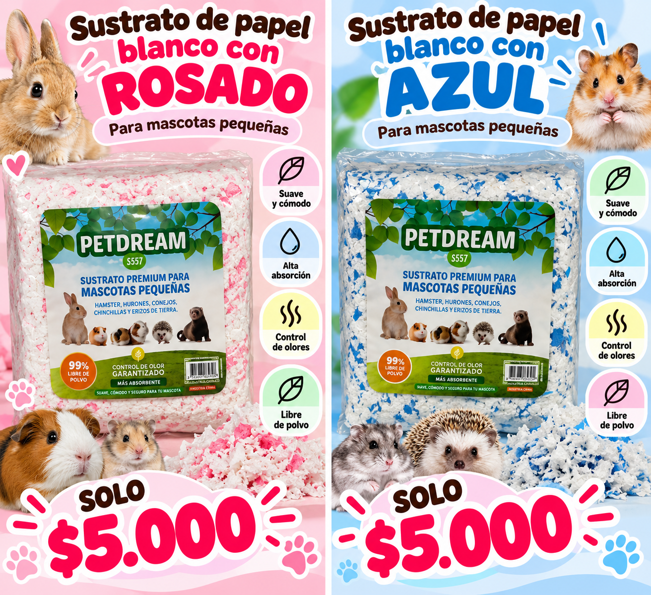 Sustrato de papel blanco Petdream