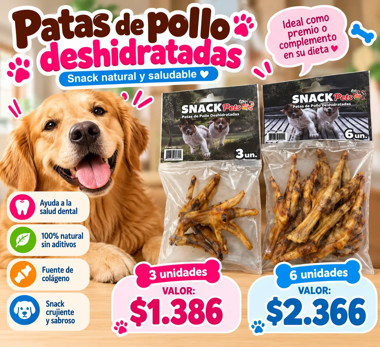 Patas de pollo deshidratadas