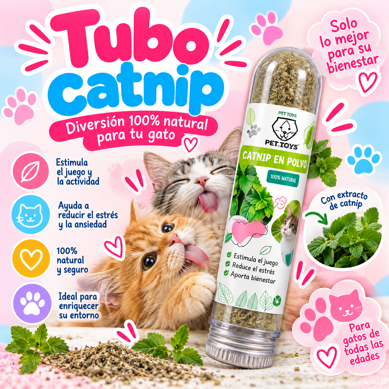 Tubo de catnip en polvo PET TOYS
