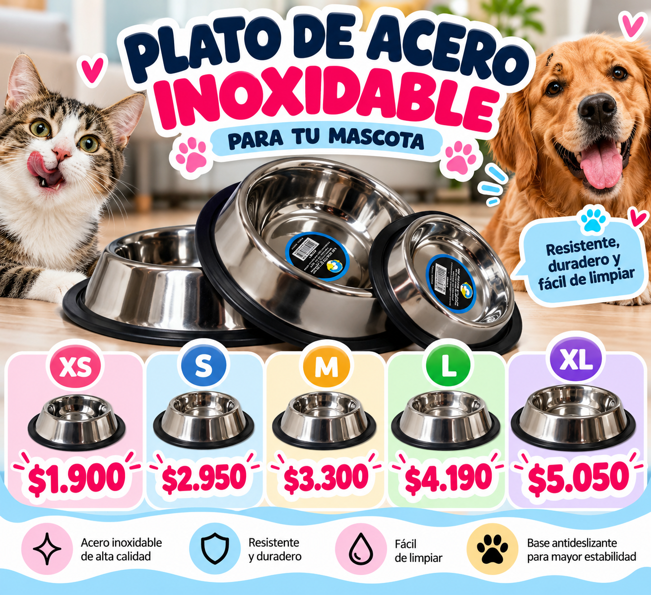 Plato de acero inoxidable