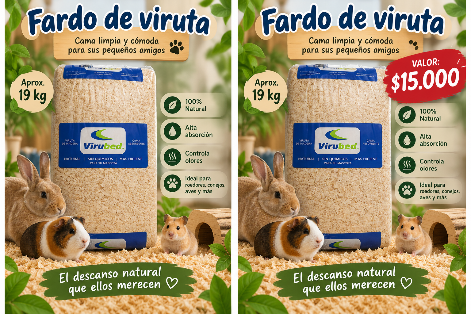 Fardo de viruta Virubed – aprox. 19 kg