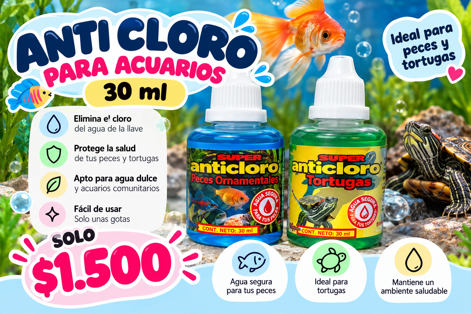 Anti cloro para acuarios 30 ml