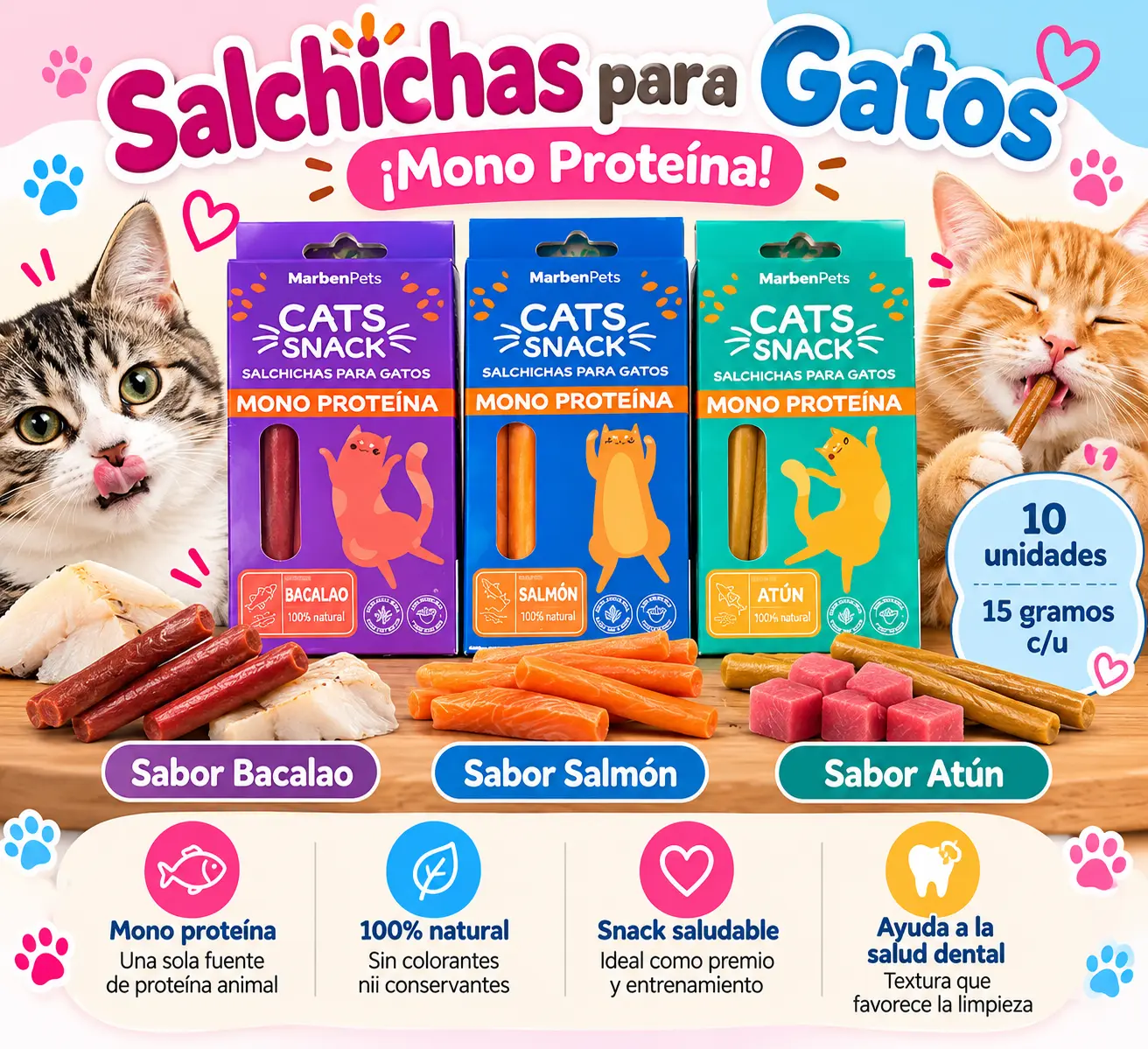 Salchichas monoproteína para gatos