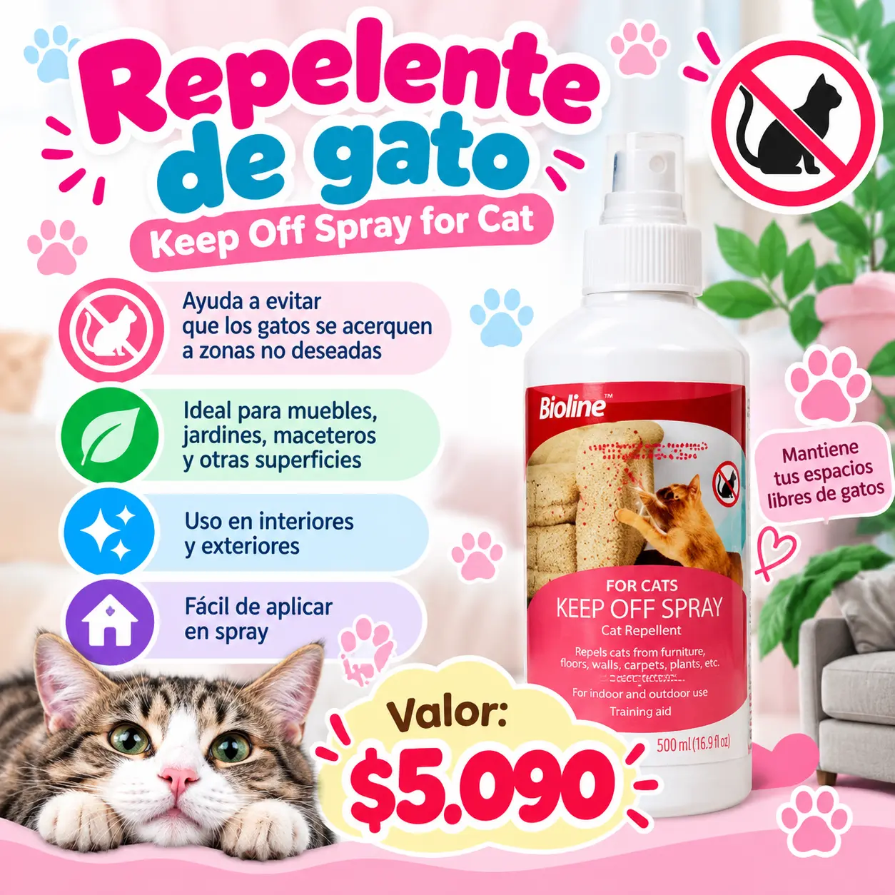 Bioline Keep Off Spray para gatos 500 ml
