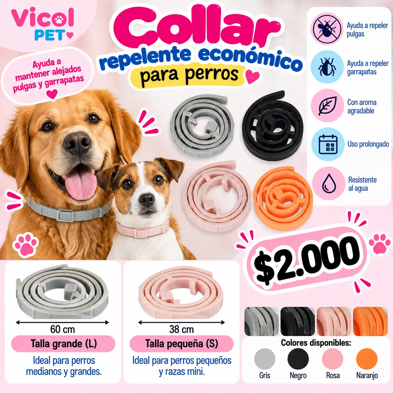 Collar repelente económico para perros